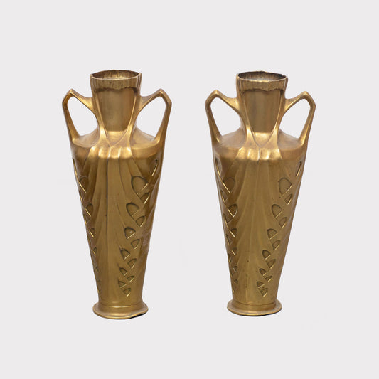 Pair of Brass Jugend Style Vases