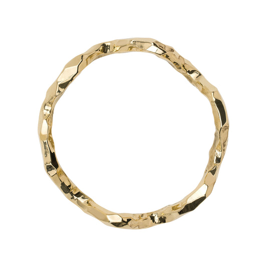 Top view of an Organic Ring Shaoed Brass cabinet handle on a white background