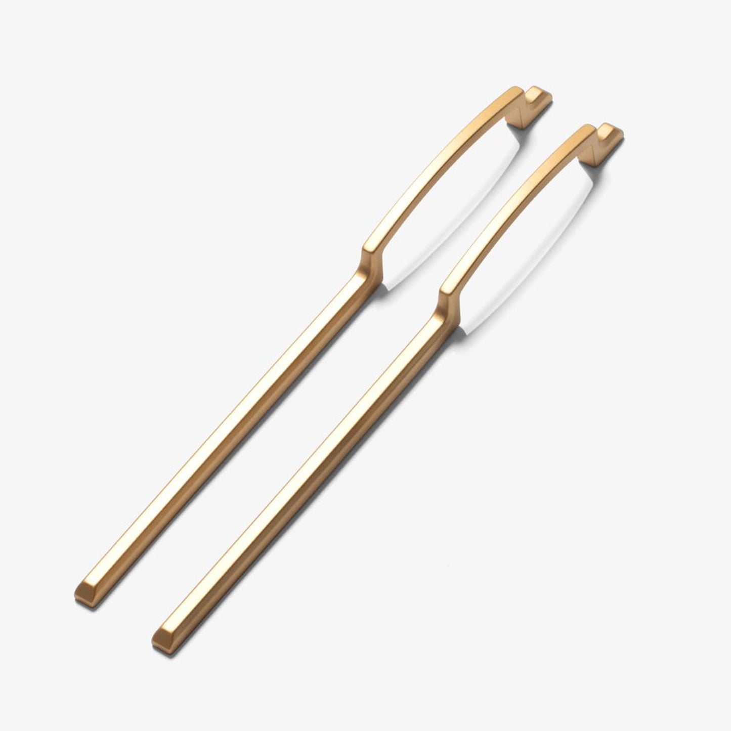 Satin Brass Long Arm Asymmetrical Grip Modern Cabinet Pull by Studio Marchant