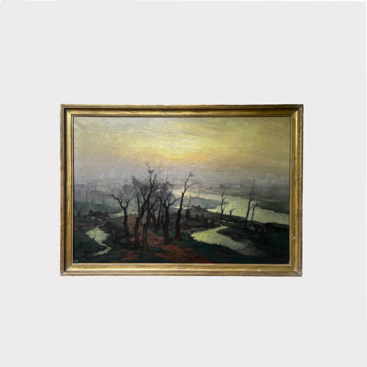 River Landscape Painting by E. Von Dooren
