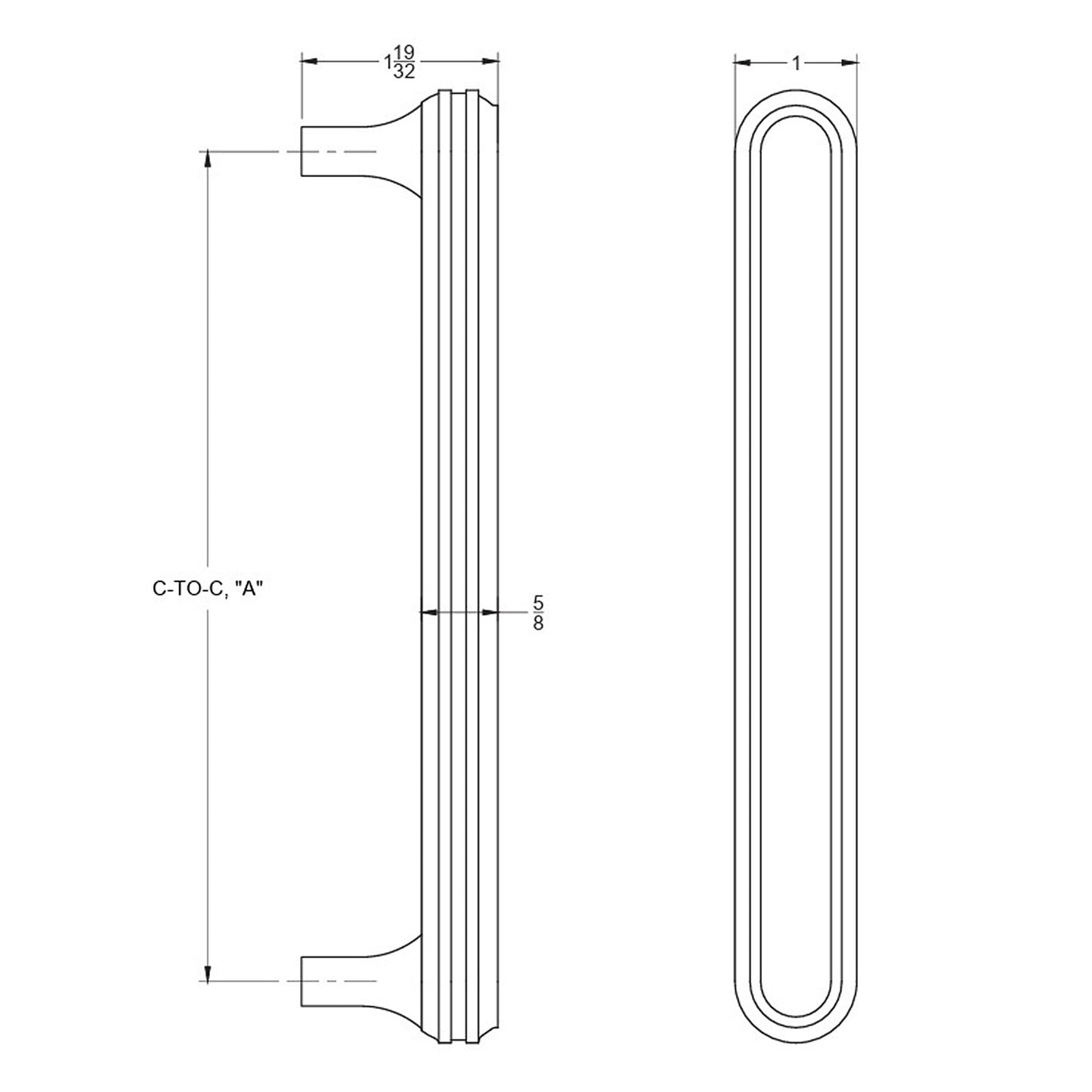 Carrara Round Appliance Pull dimensional drewing