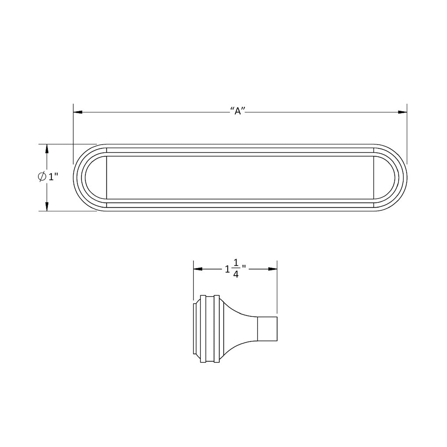 Carrara Round Cabinet Pull dimensional drawings