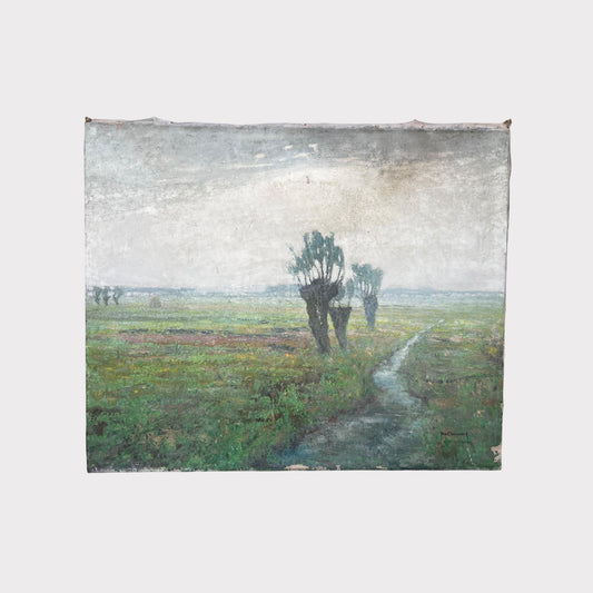 Misty Field Oil Painting by Jan Claessens