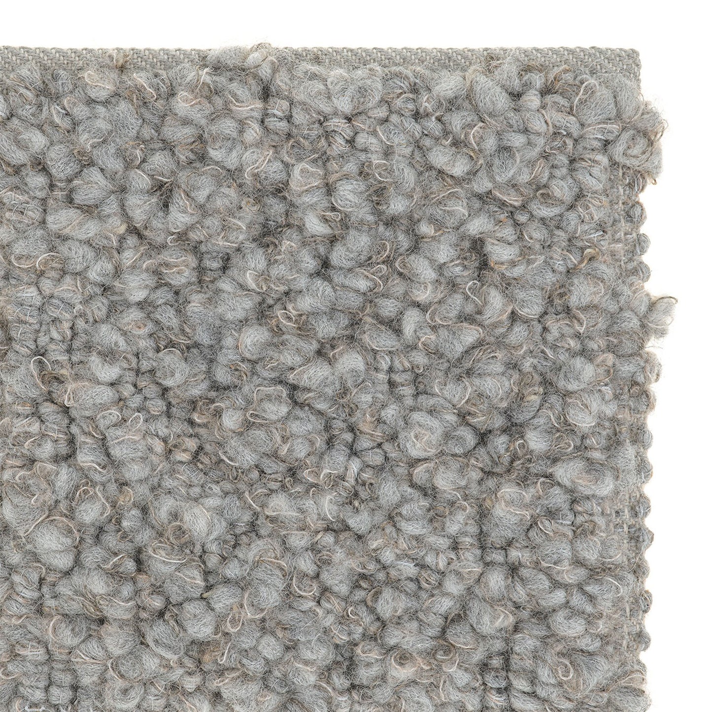 Aria rug style in taupe and dove grey colored twisted textured heavy boucle weave