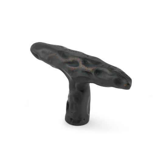 Matte Black branch-lshaped cabinet pull on a white background