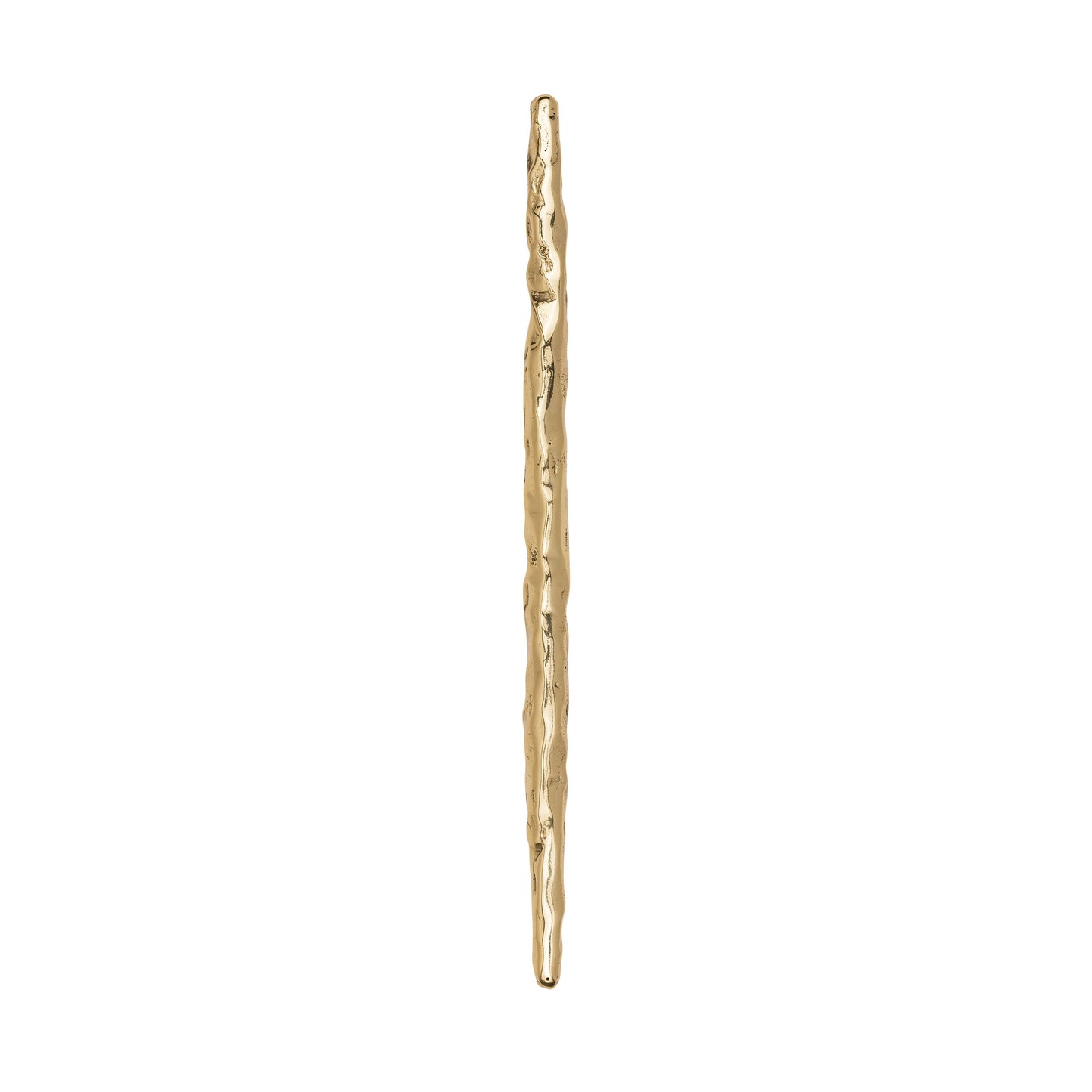 Top view of a Brass branch-lshaped cabinet pull on a white background