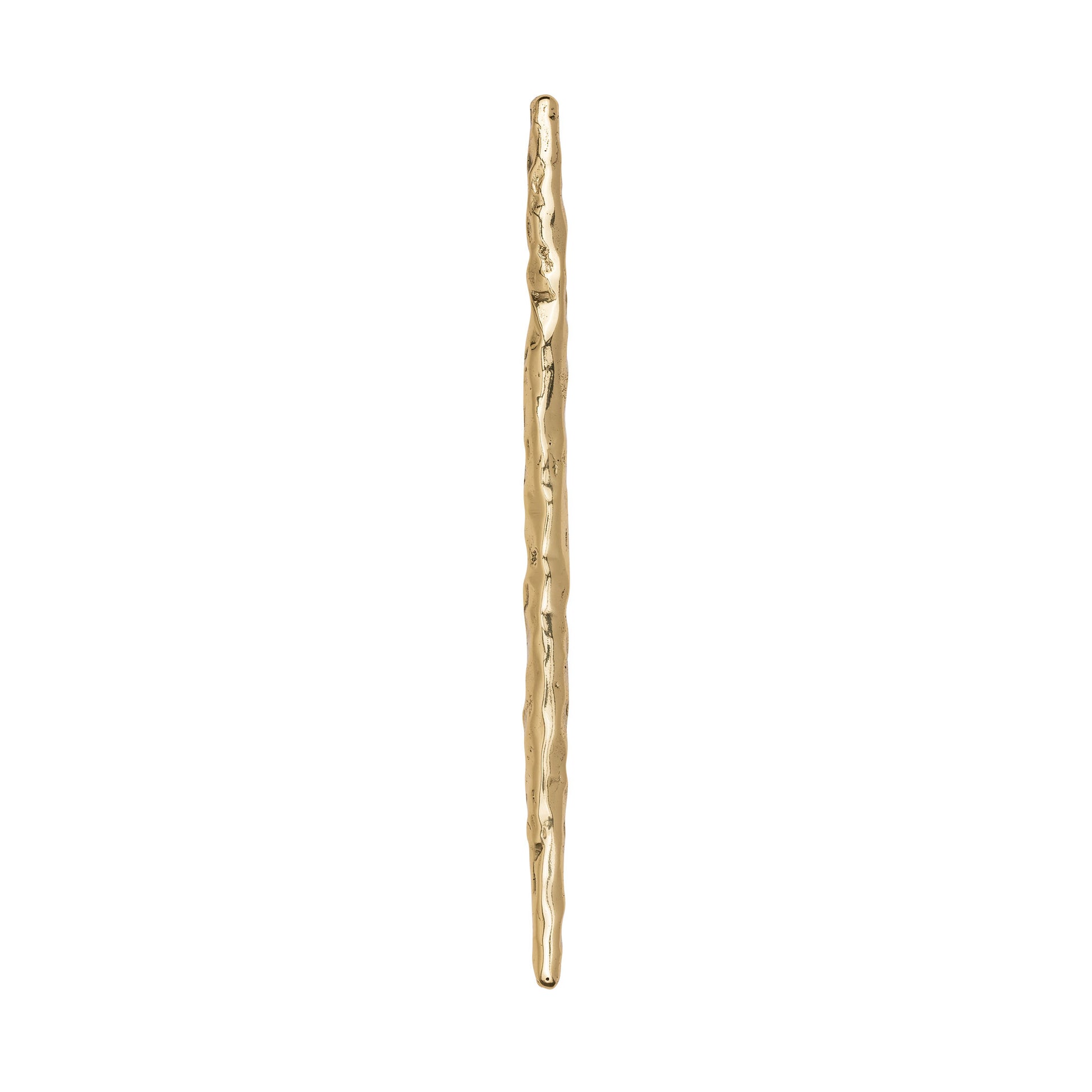 Top view of a Brass branch-lshaped cabinet pull on a white background