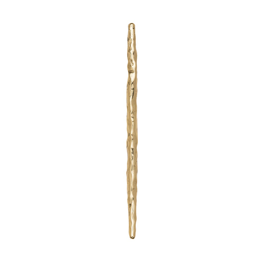 Top view of a Brass branch-lshaped cabinet pull on a white background