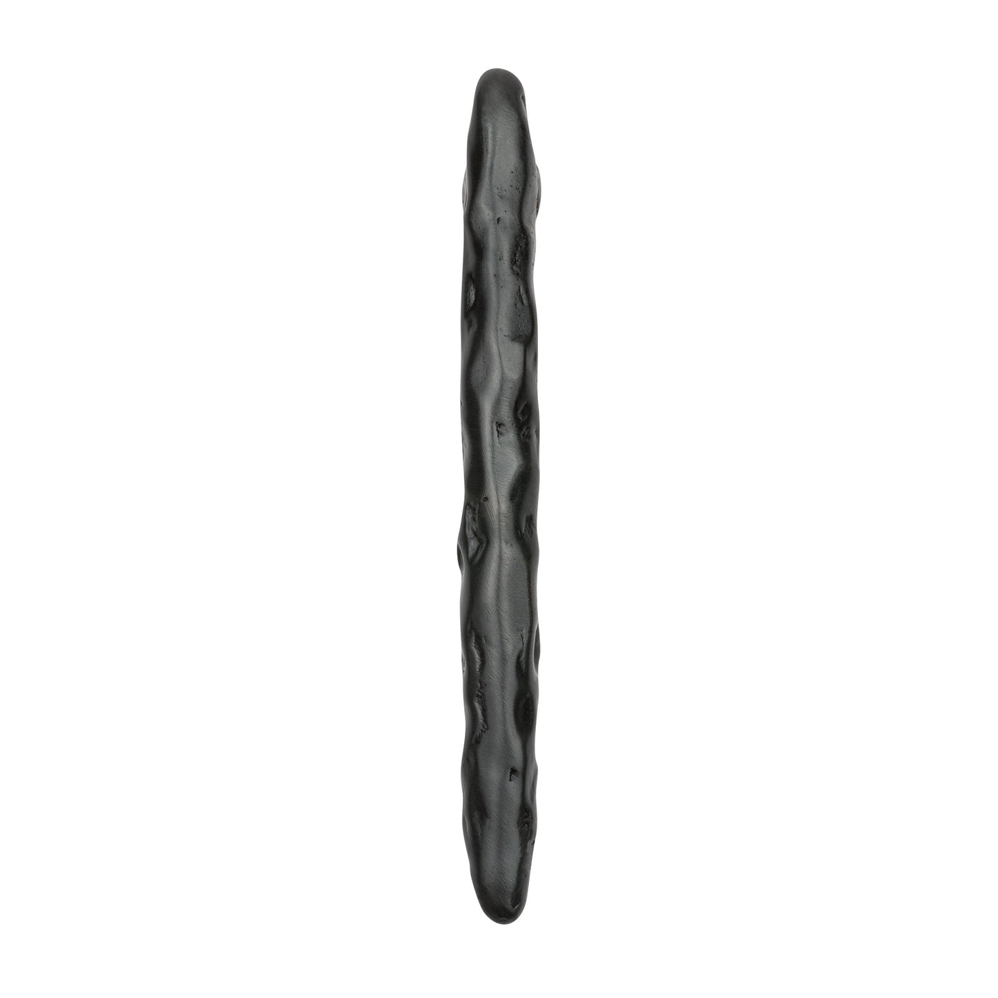 Top view of a matte black branch-lshaped cabinet pull on a white background