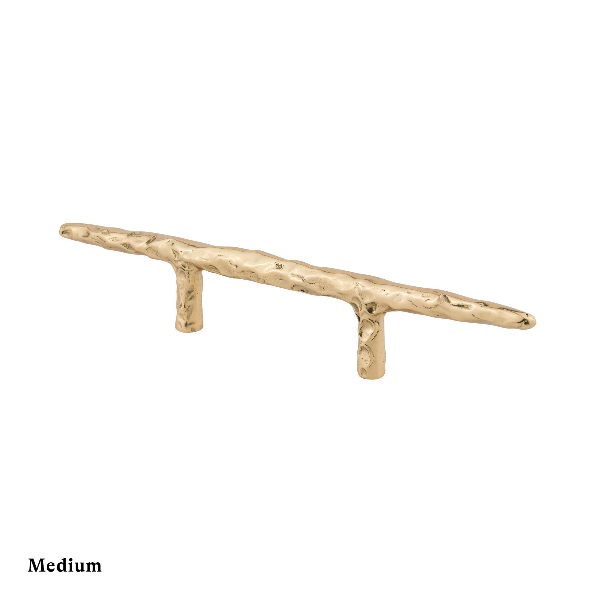 Brass branch-lshaped cabinet pull on a white background