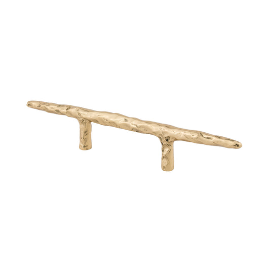 Brass branch-lshaped cabinet pull on a white background