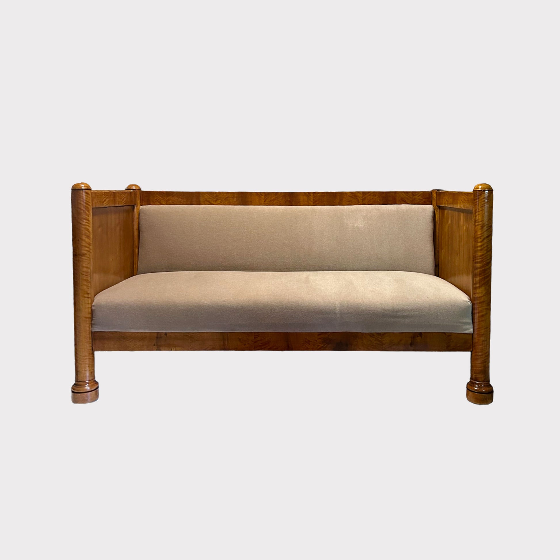 Antique Curly Maple German Biedermeier Sofa