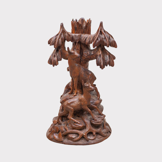 Black Forest Wooden Ibex Candleholder