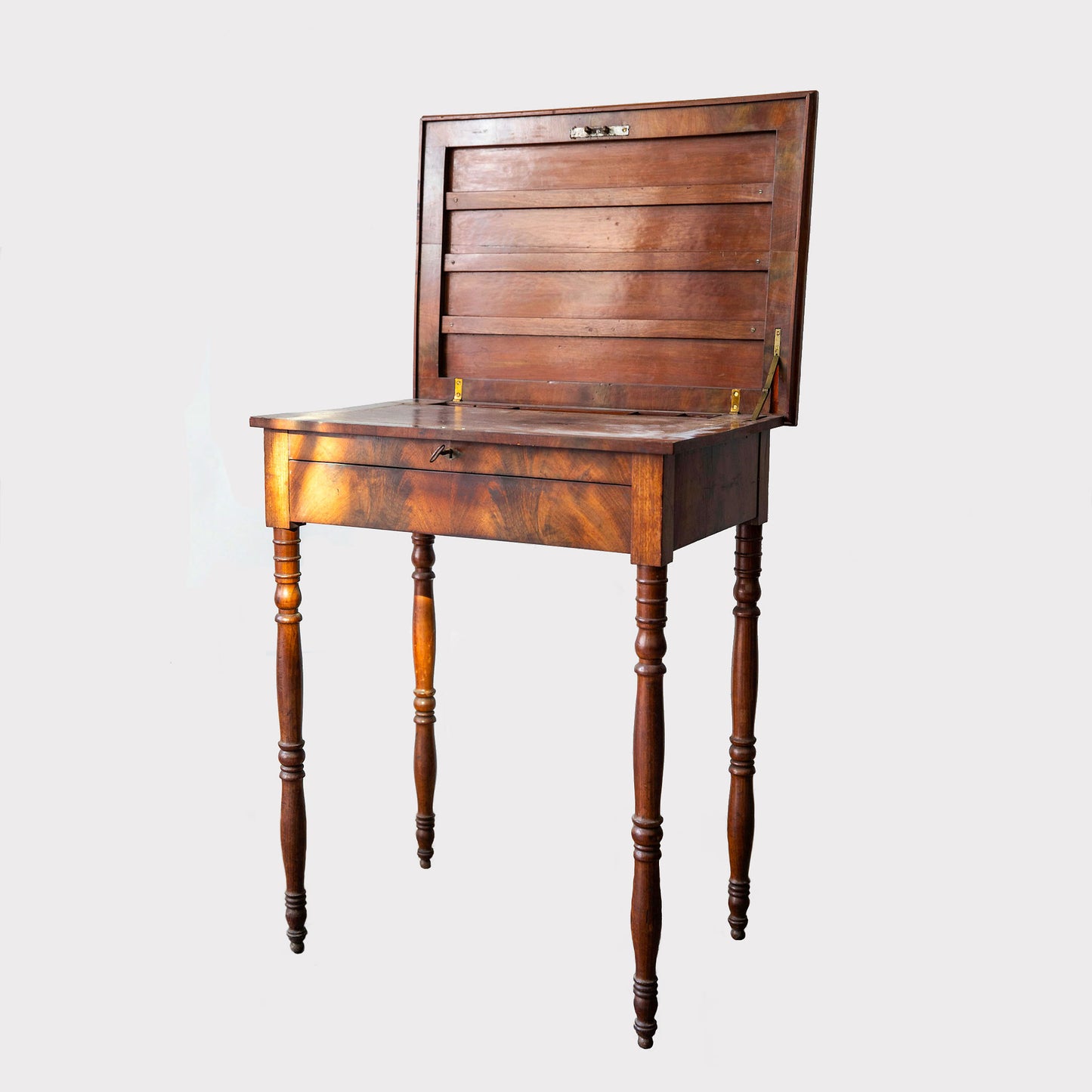 Lid extended - Mahogany Regency Work Table with Hinged Tabletop