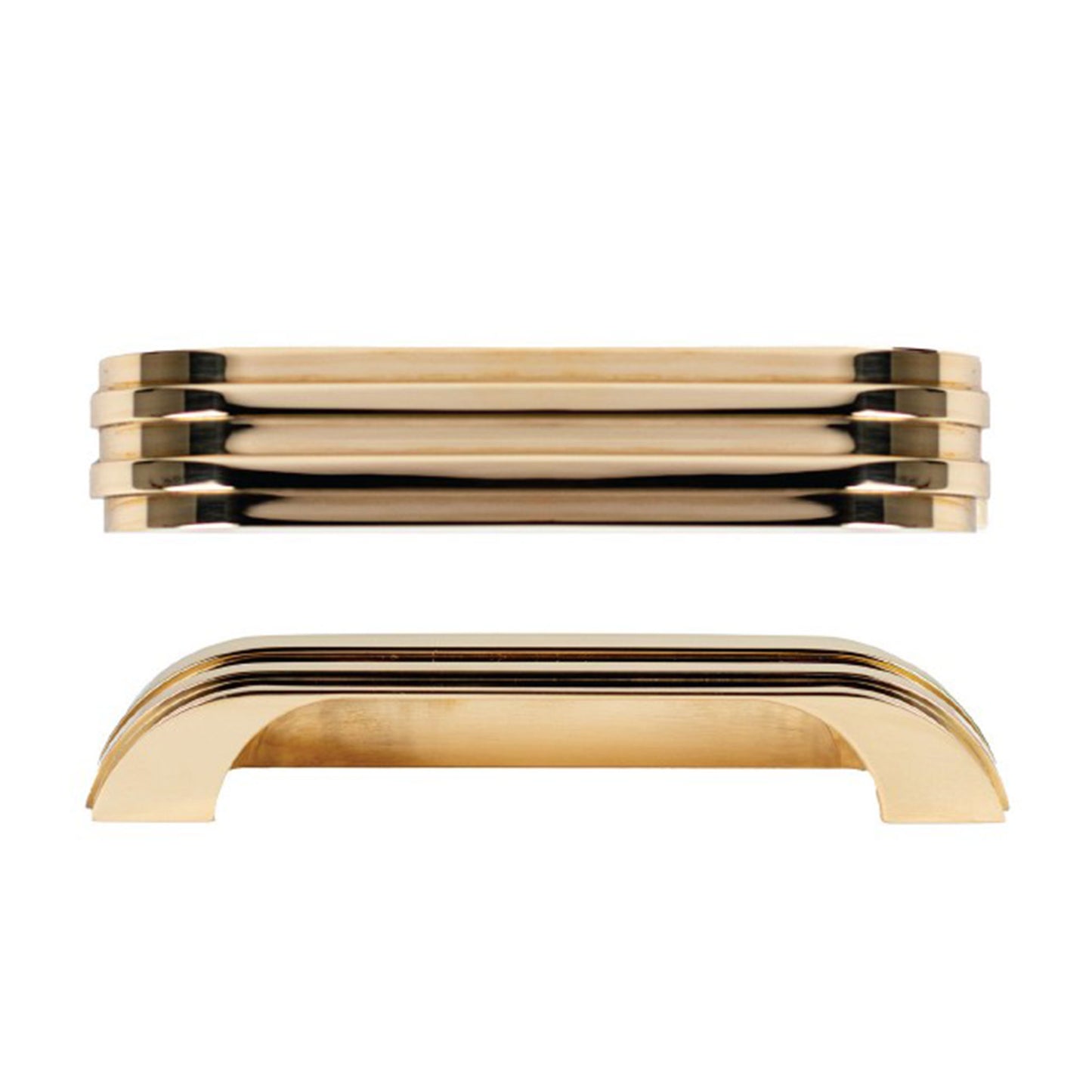 Carrara Cup Pull side and bottom view in Unlacquered Brass