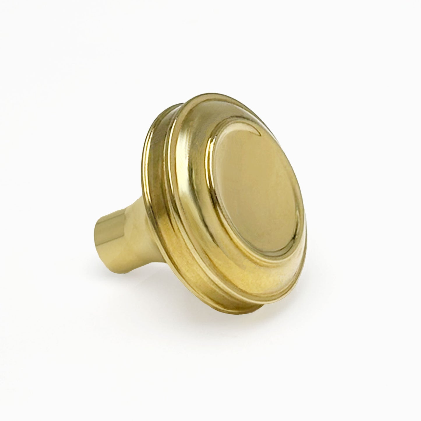 Brass cabinet knob on a white background