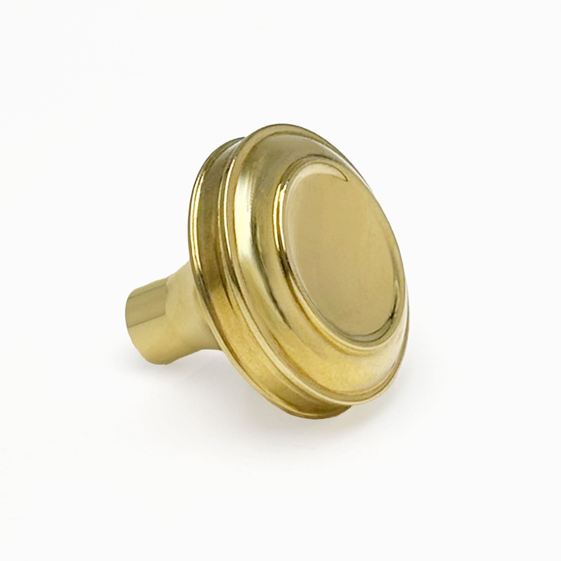 Brass cabinet knob on a white background