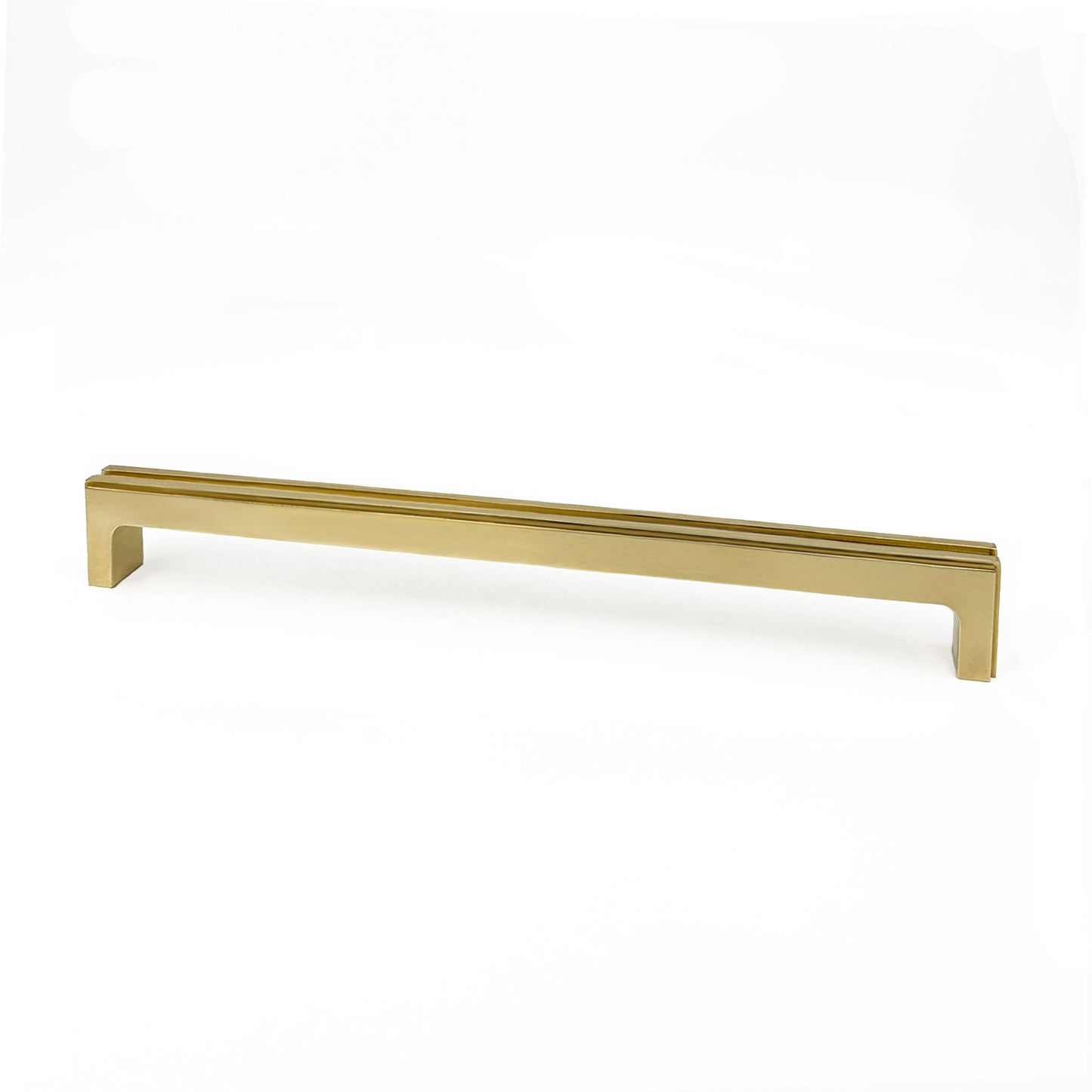 Unlacquered Brass Carrara Square cabinet pull on a white background