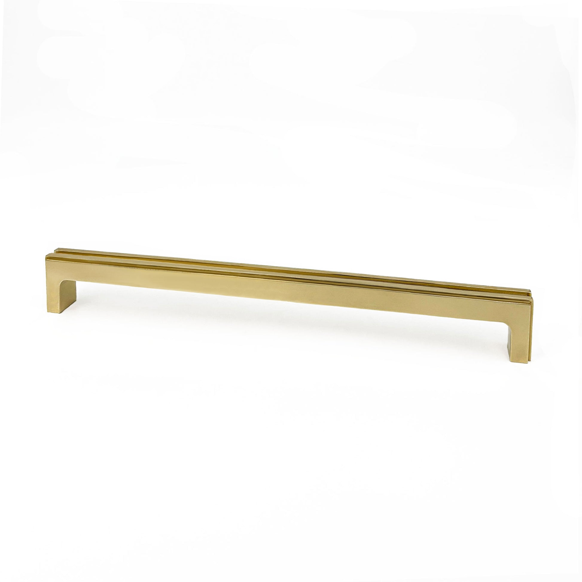 Unlacquered Brass Carrara Square cabinet pull on a white background