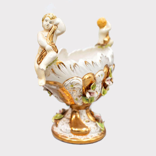 Italian Porcelain Centerpiece with Cherubs