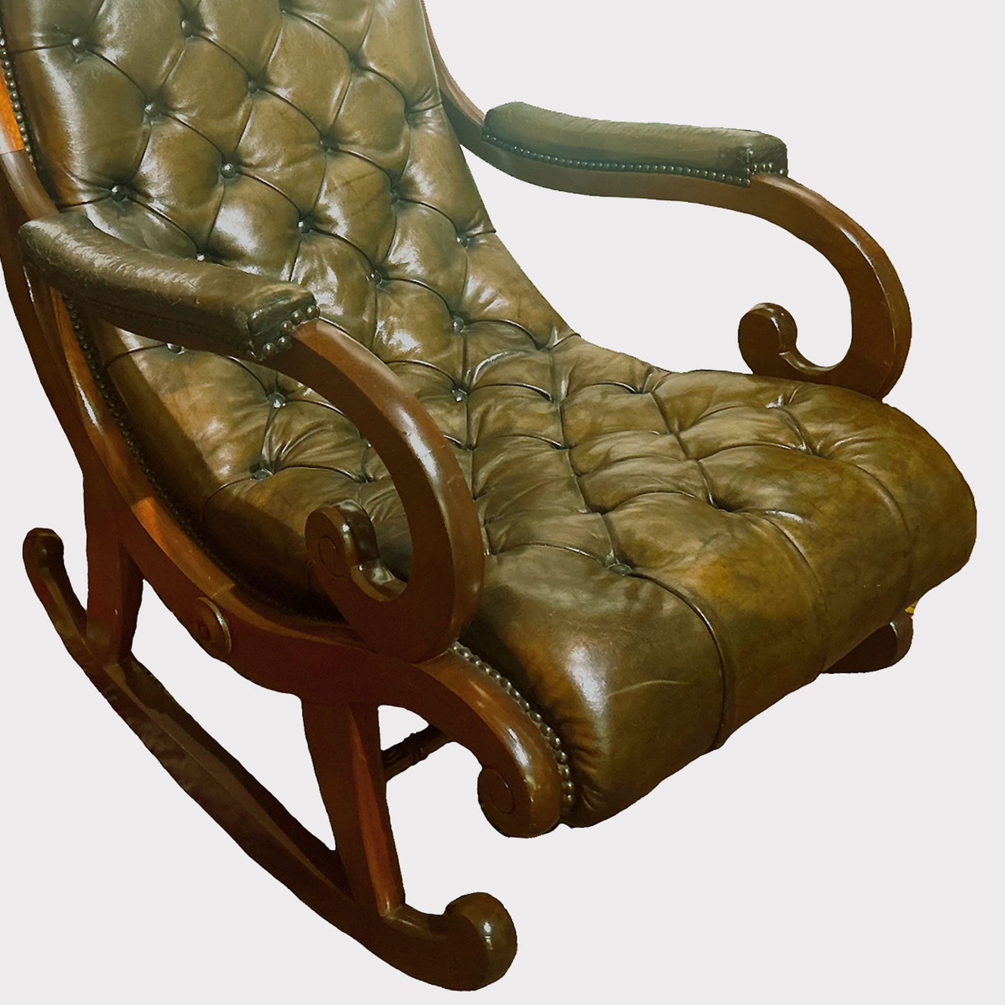 French Chesterfield Rocker with Original Leather