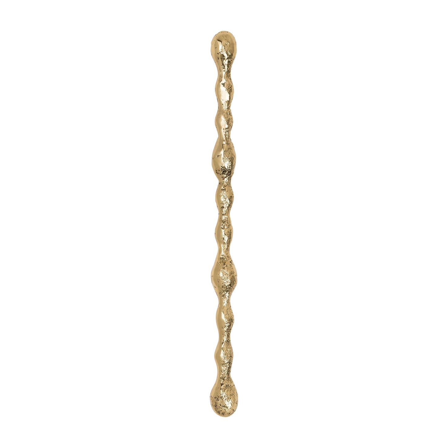 side view Textured Brass decorative cabinet handle on a white background