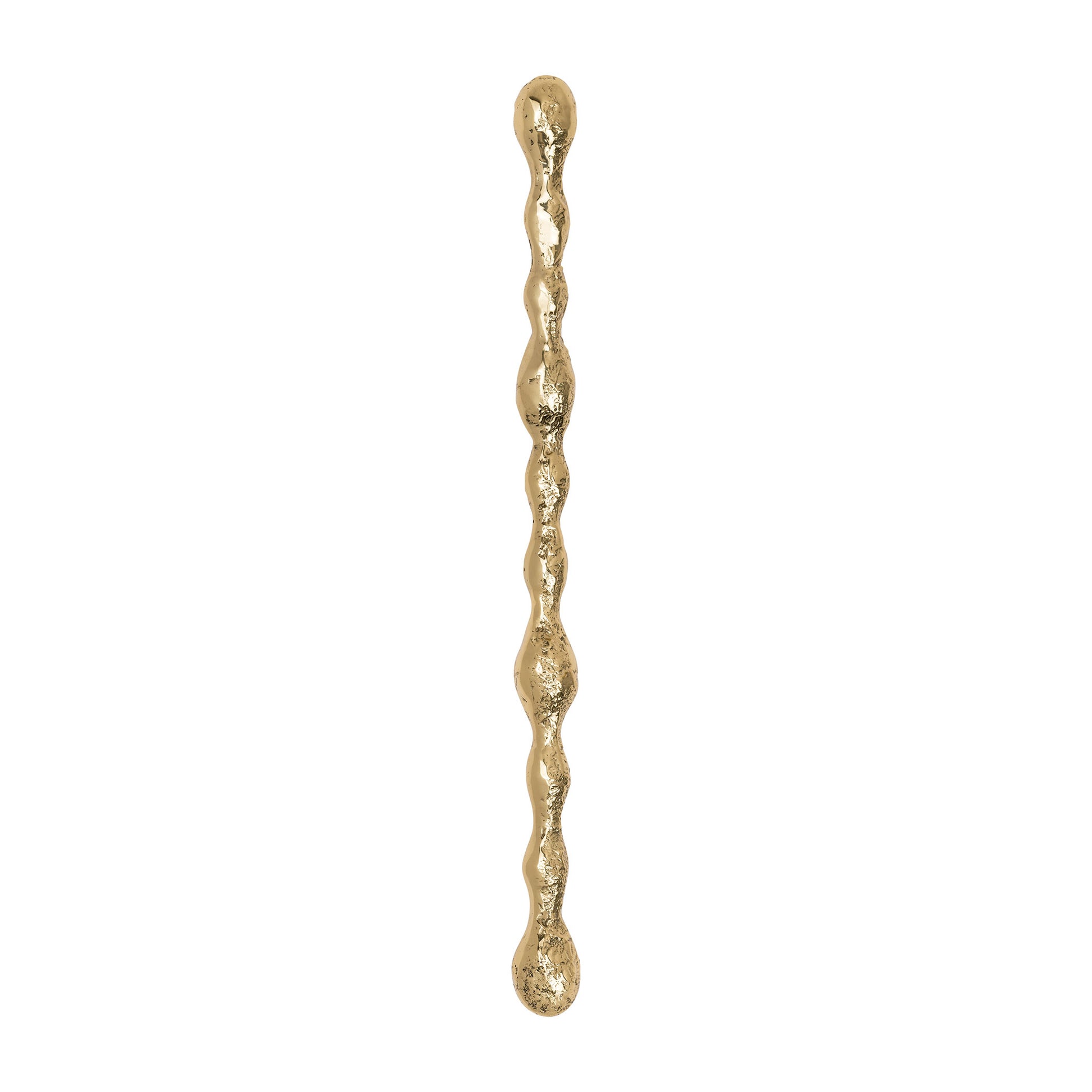 side view Textured Brass decorative cabinet handle on a white background