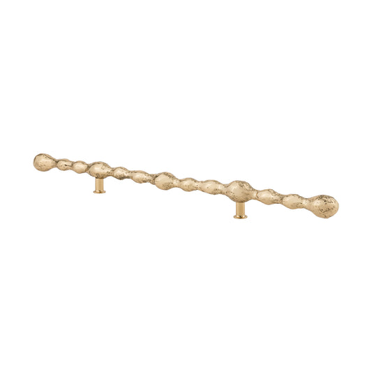 side view Textured Brass decorative cabinet handle on a white background