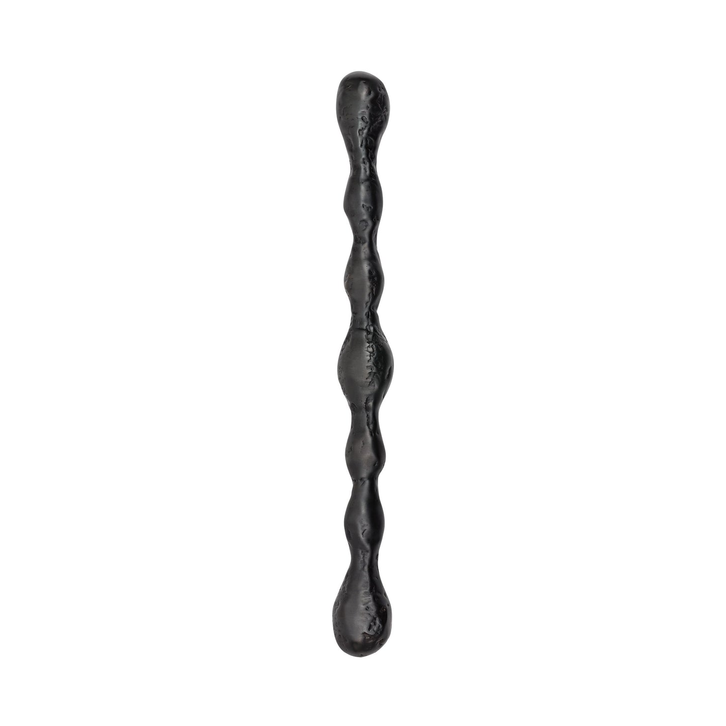 top view of a Textured Matte Black decorative cabinet handle on a white background