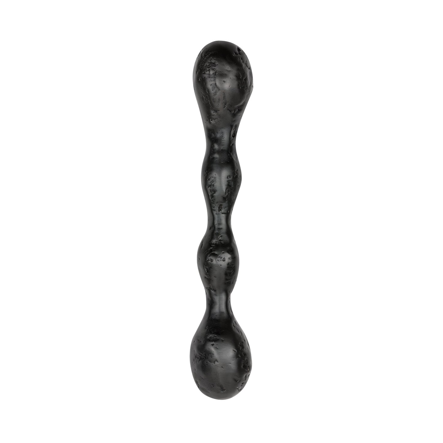 top view of a Textured Matte Black decorative cabinet handle on a white background