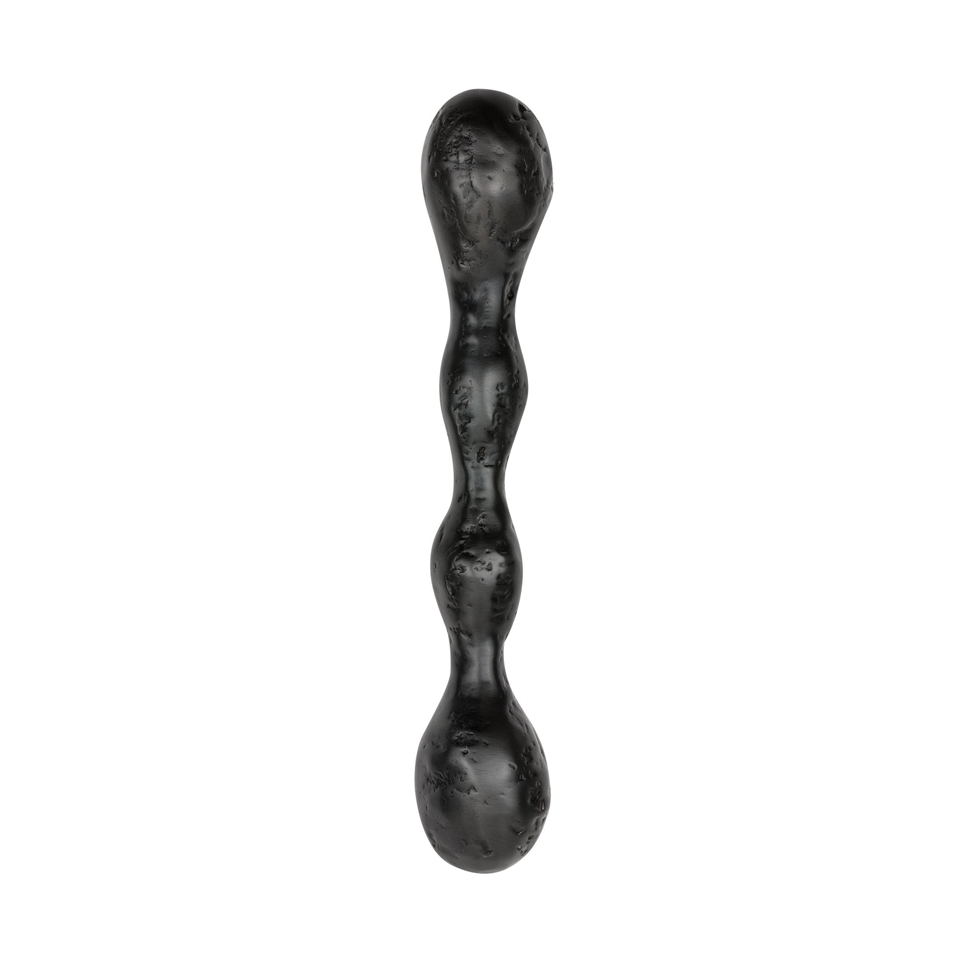 top view of a Textured Matte Black decorative cabinet handle on a white background