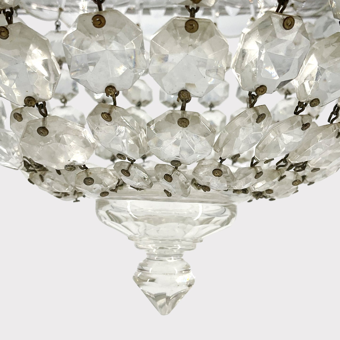 Vintage French Cut Crystal Bag Chandelier