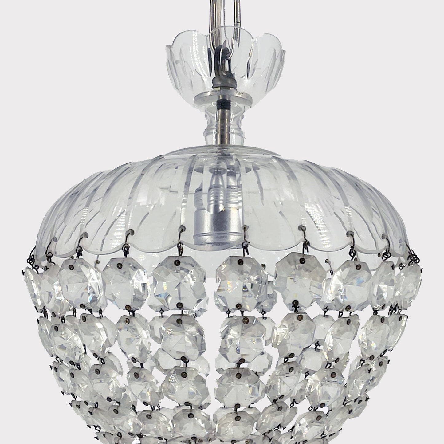 Vintage French Cut Crystal Bag Chandelier