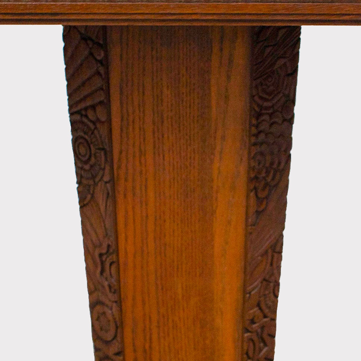 Carving Detail - German Floral Carved Oak Art Deco Side Table