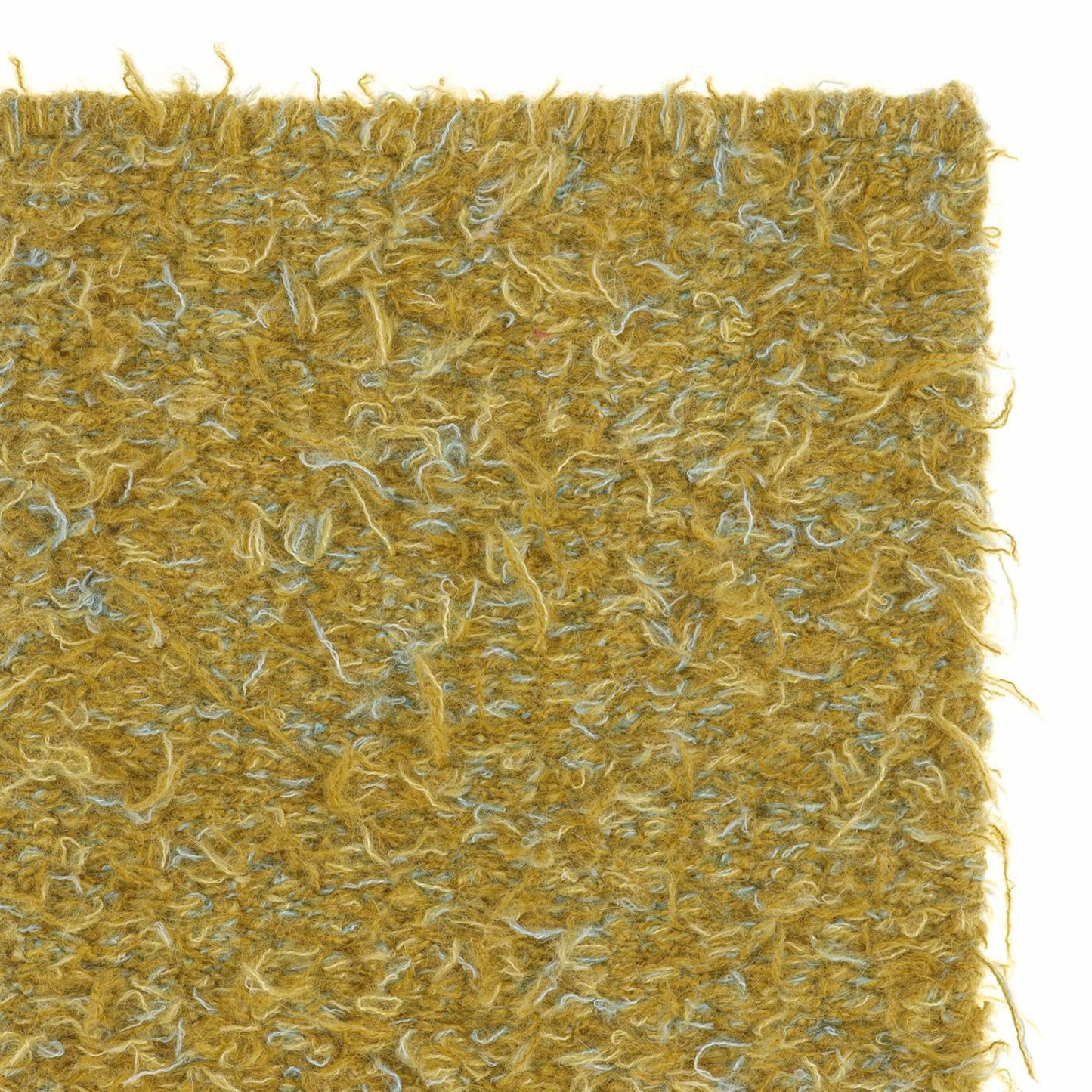 Erbe rug style in mustard yellow and sage green colored woven shag weave