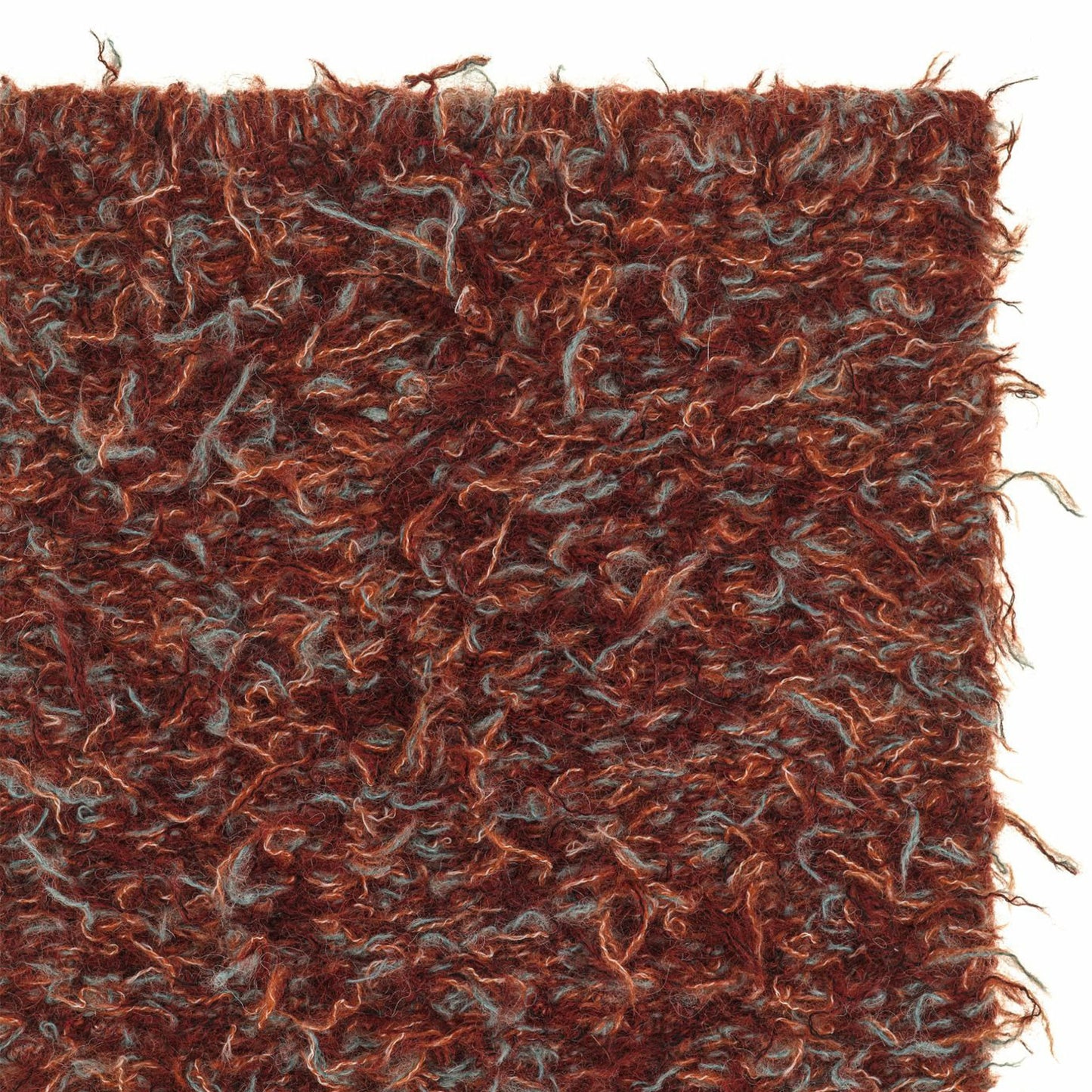 Erbe rug style in orange and garnet colored woven shag weave