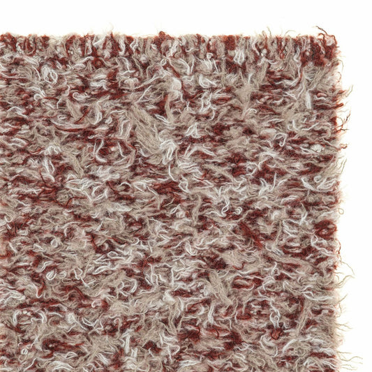 Erbe rug style in cream and garnet colored woven shag weave