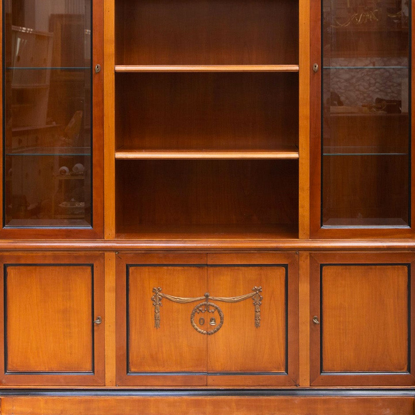 door detail - French Empire Breakfront Bookcase