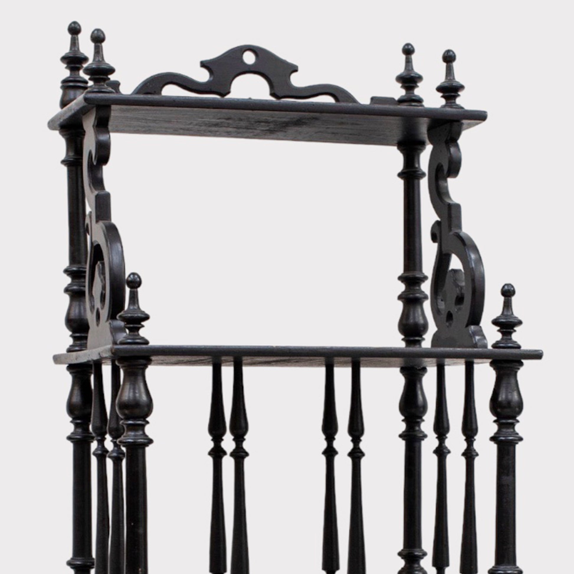 close up French Black Ebonized Etagere