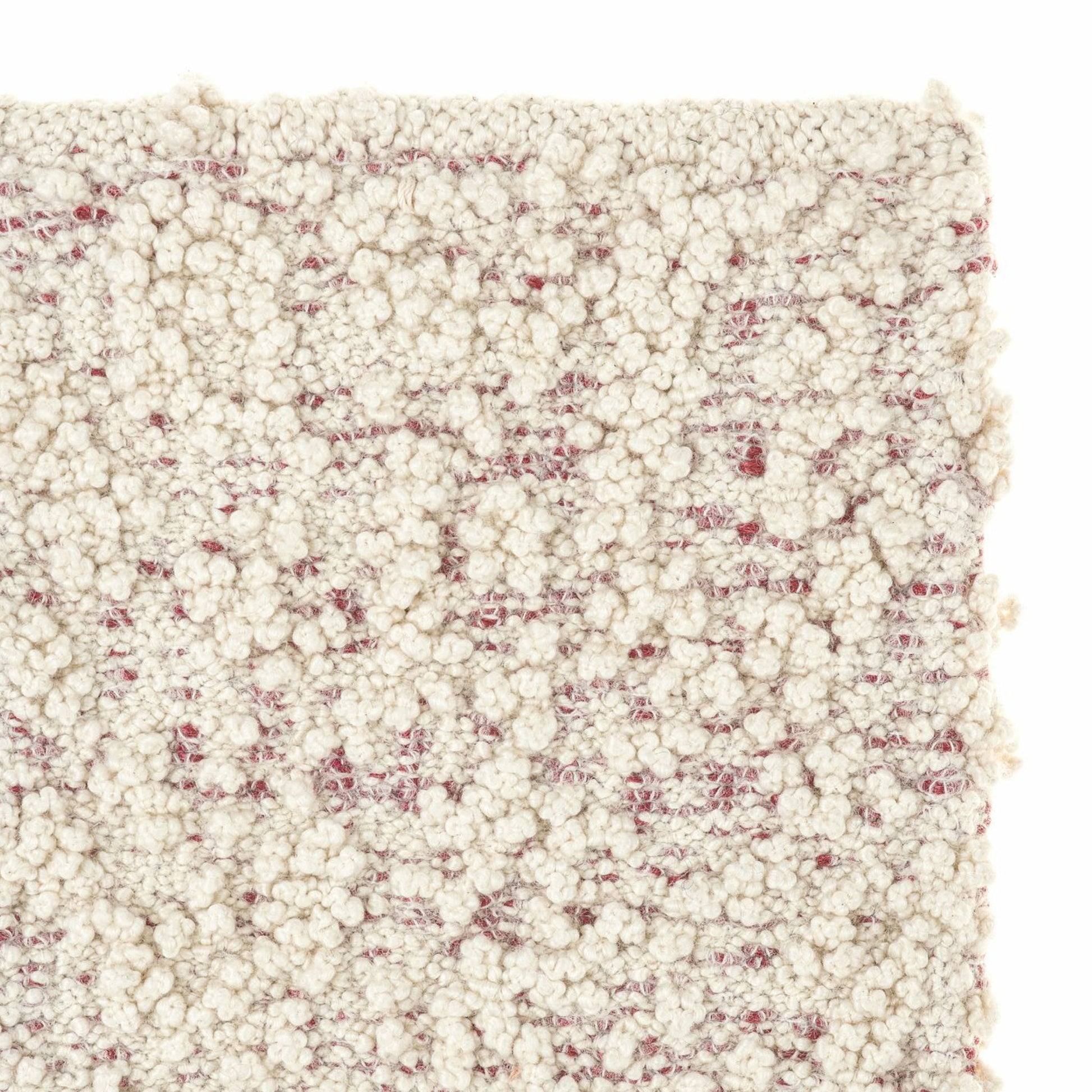 Fiore rug style in cream and garnet colored boucle weave