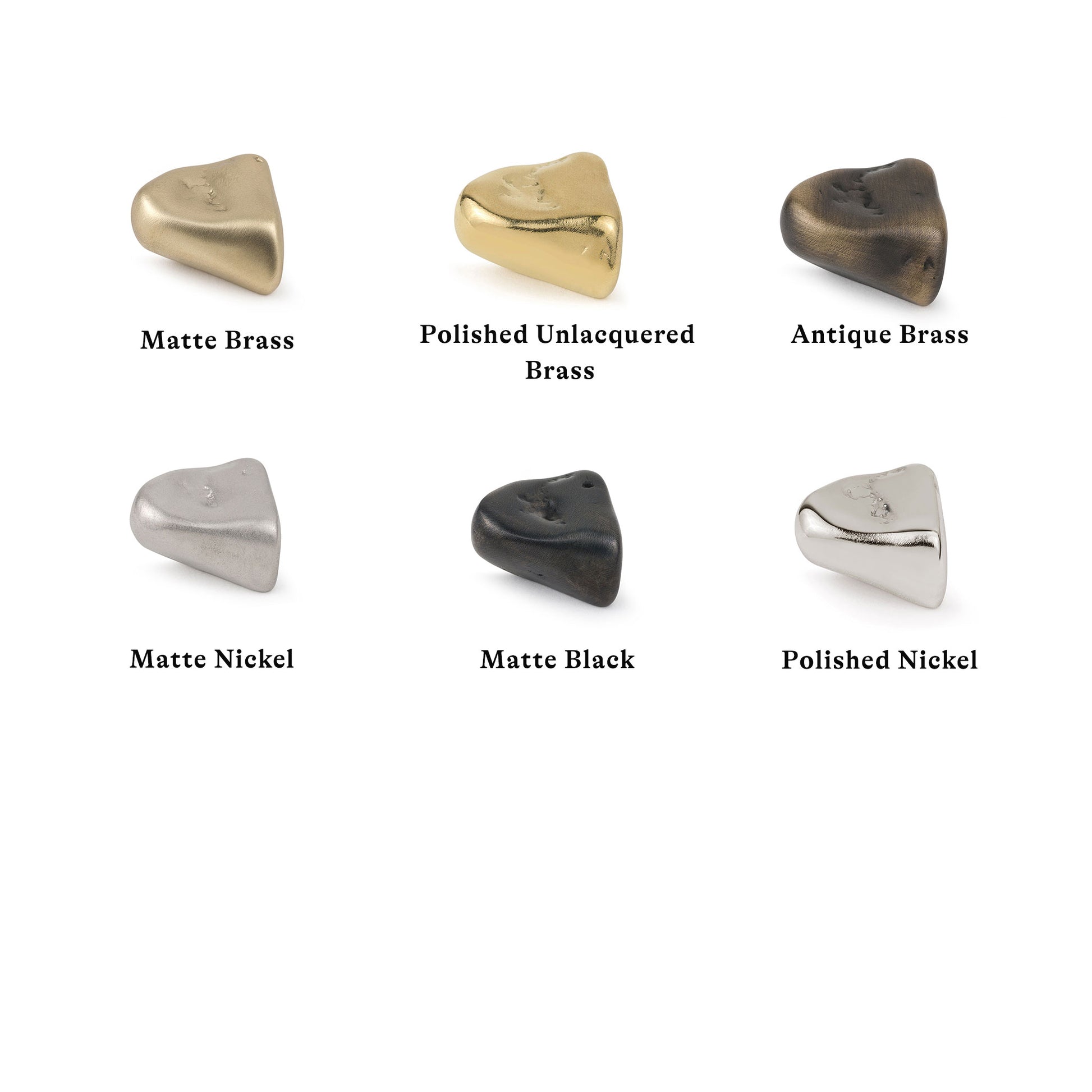 Stone-shaped finish chips in various finishes on a white background