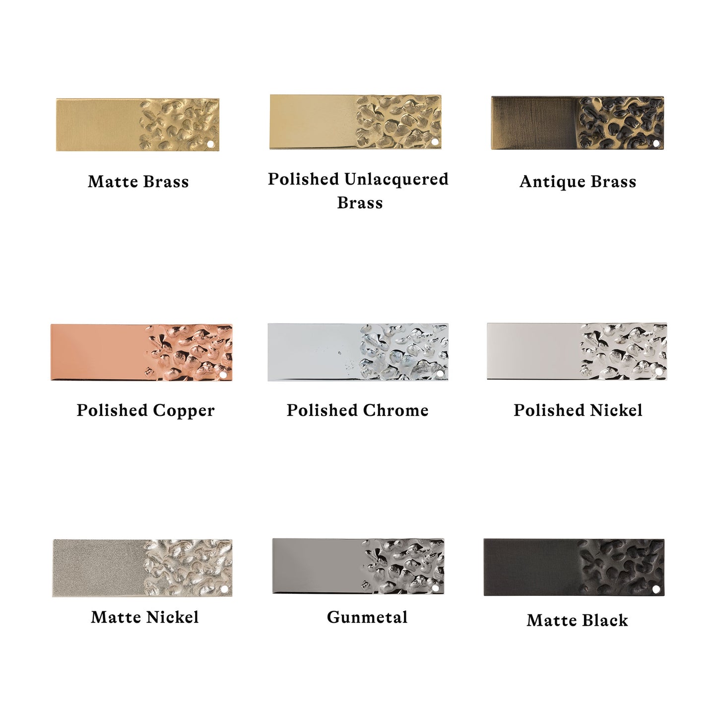 Textured surface finish samples