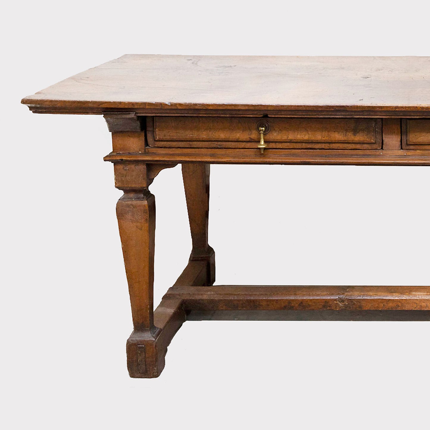 Antique Italian Walnut Rustic Table with Wide Slab Top