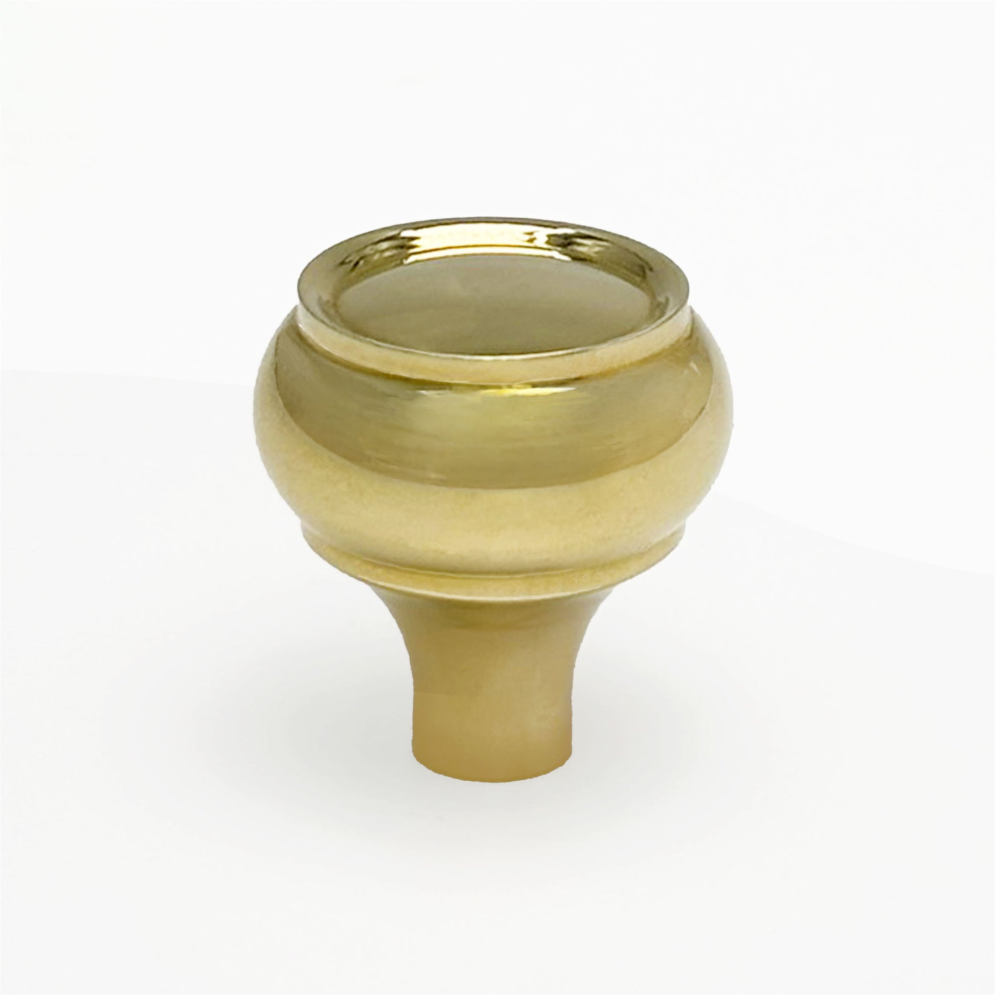 Brass cabinet knob on a white background