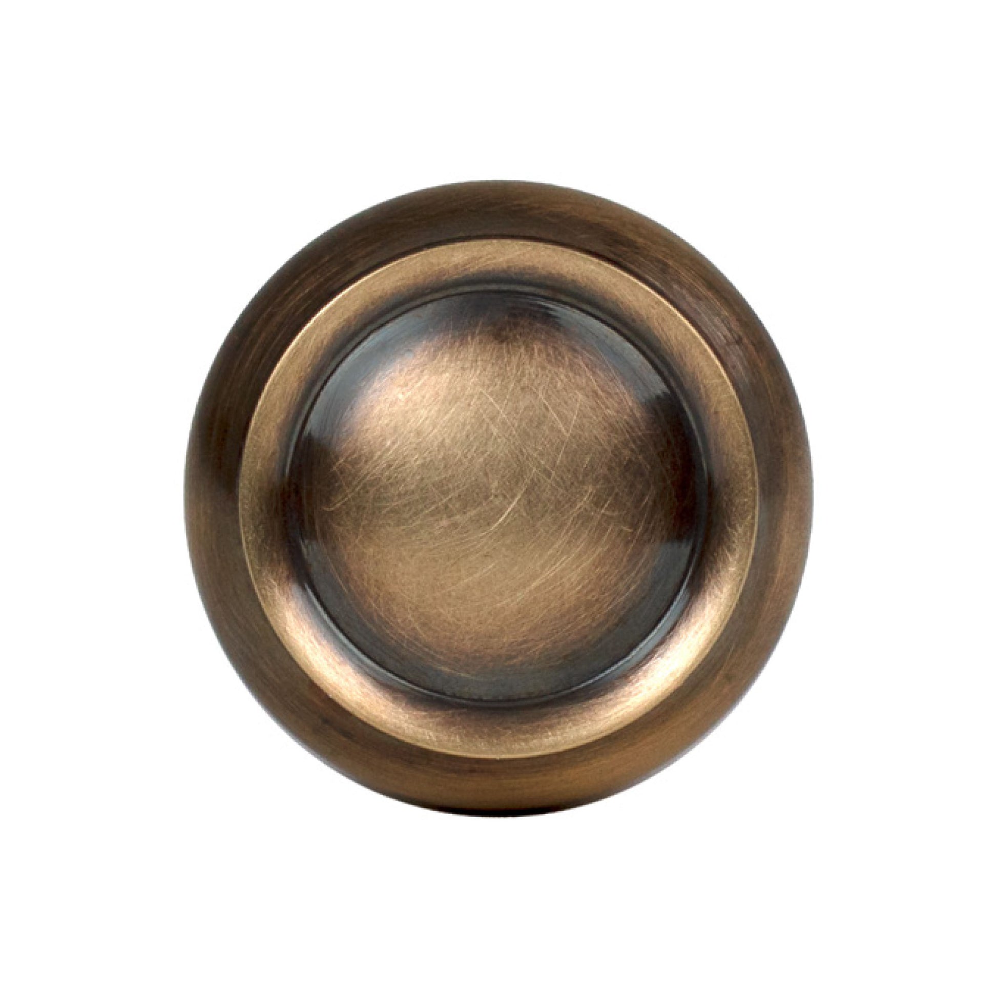 Granbury Knob topview in Tarnished Brass Finish