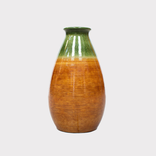 German Glazed Green & Brown Vase