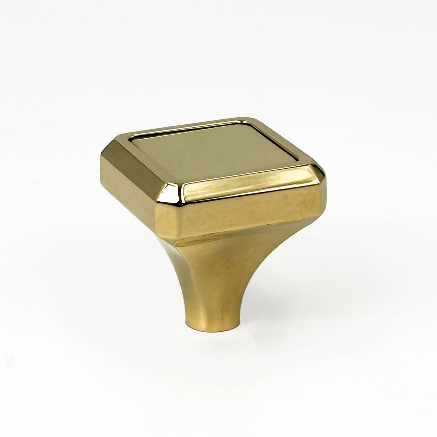 Henderson Square Cabinet Pull in brass finish side view on a white background