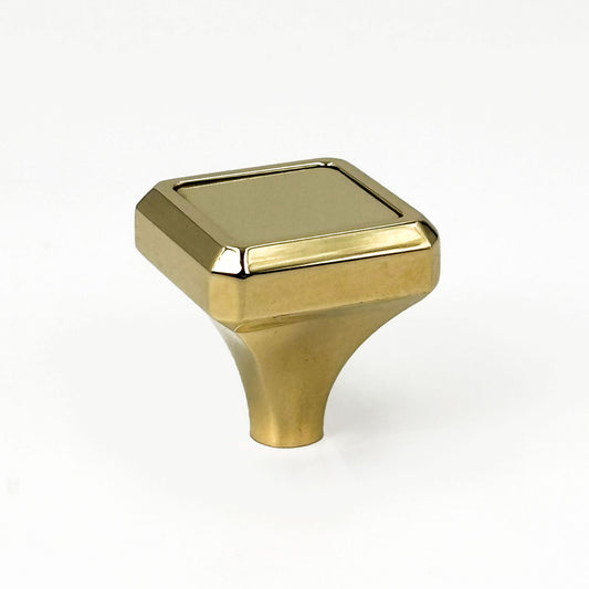 Henderson Square Cabinet Pull in brass finish side view on a white background
