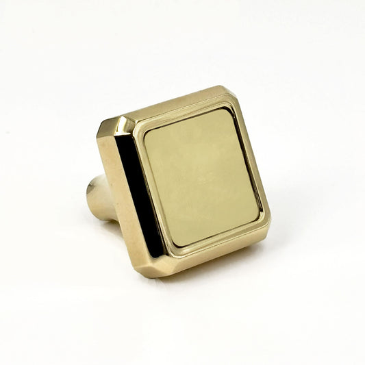 Henderson Square Cabinet Pull in brass finish side view on a white background