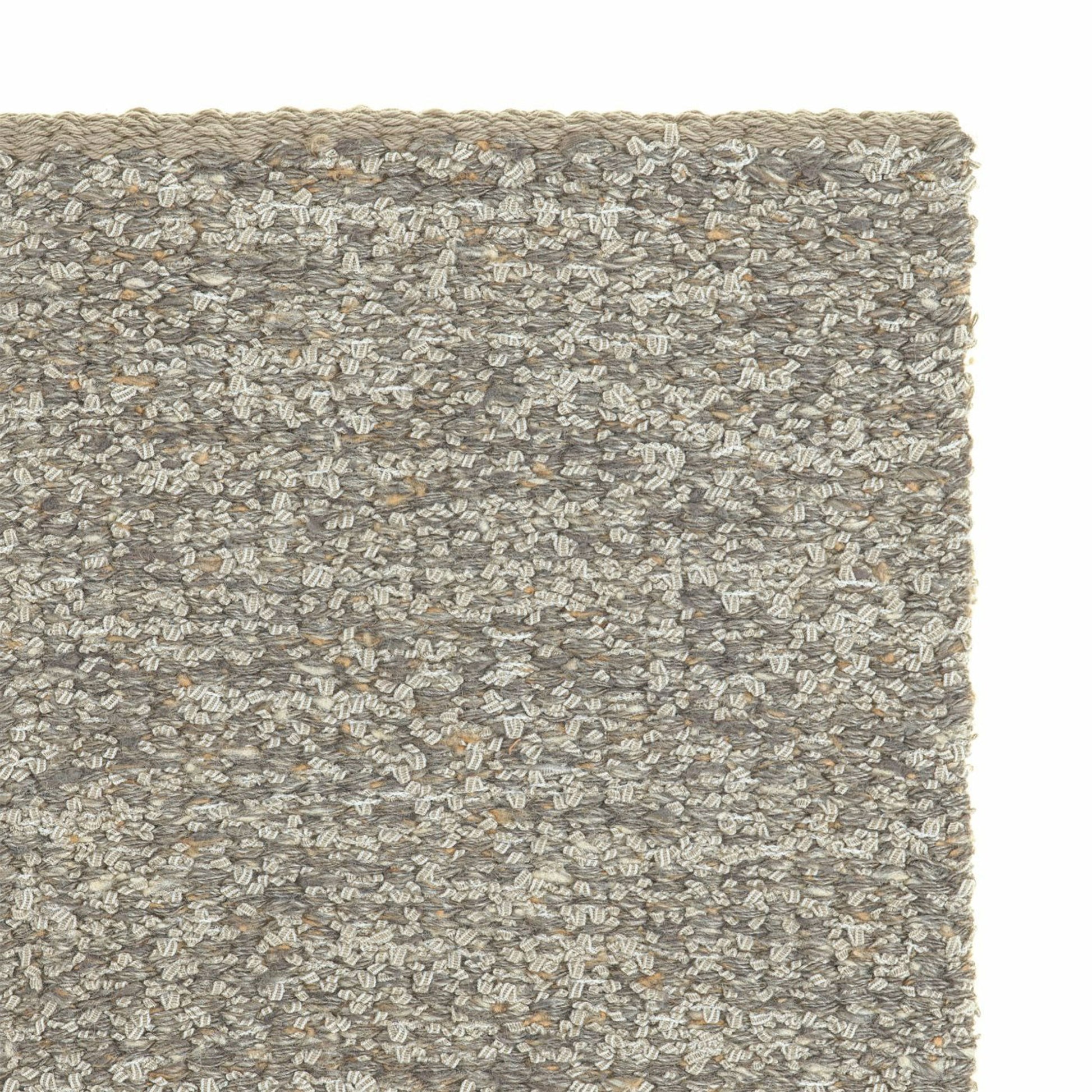 Iris rug style in greige and pale  mixed grey colored mottled twisted flat weave